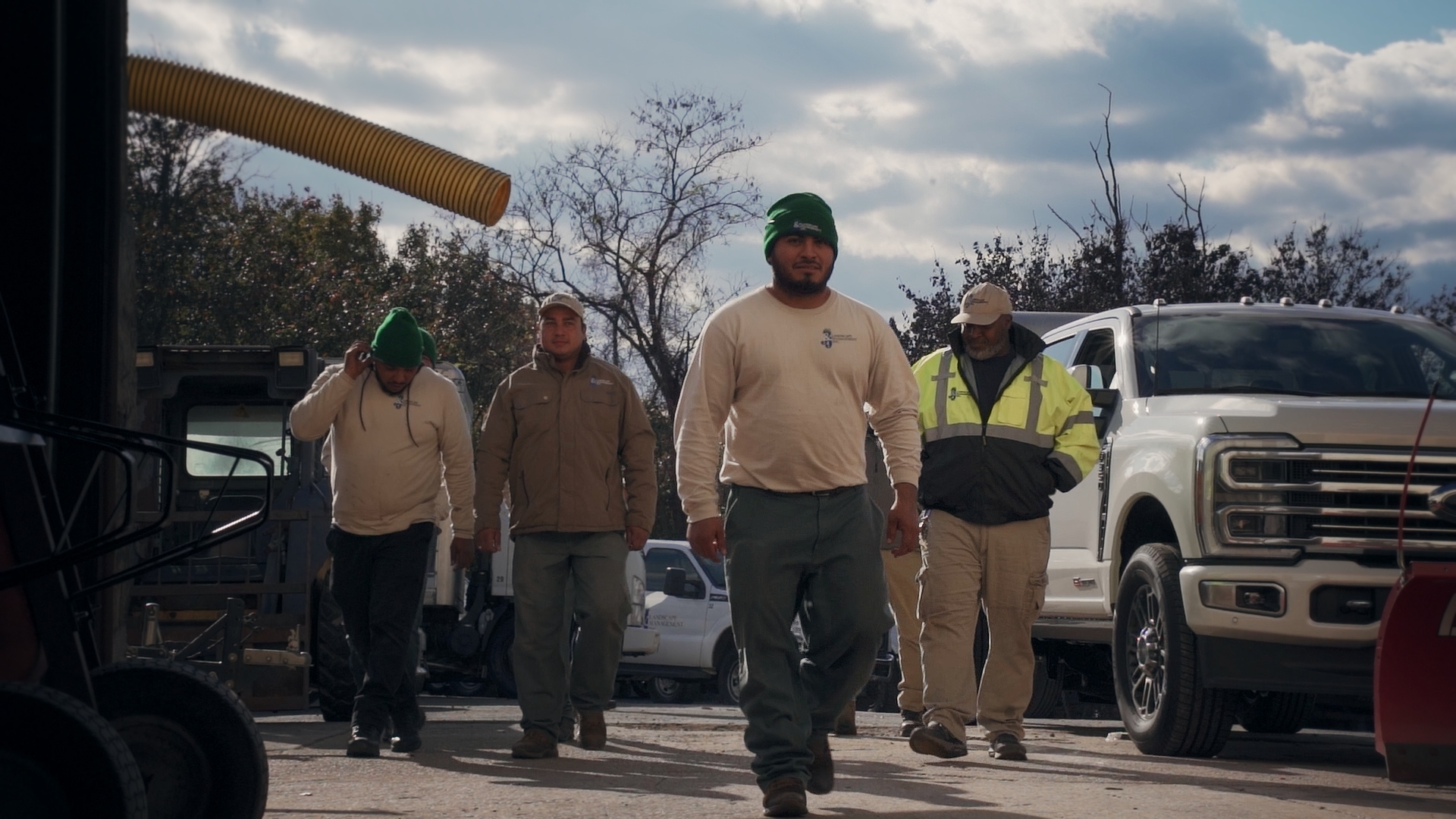 J&J Landscape Management employees heading out to a job.